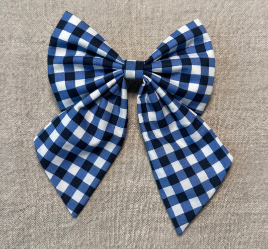 Dark Blue Check Bow