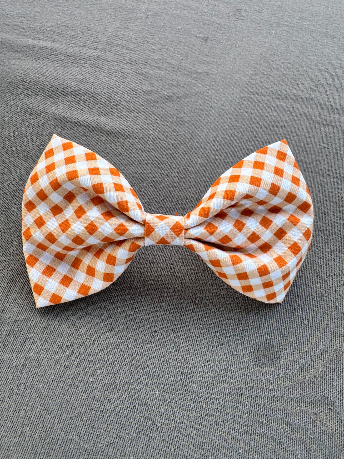 Orange and White Check Bow￼