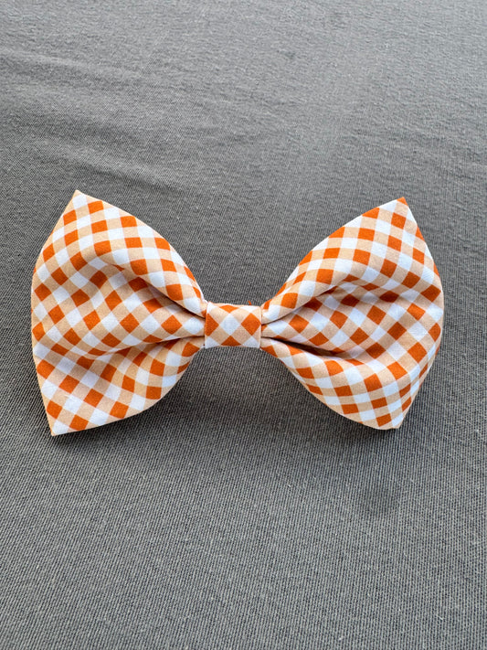 Orange and White Check Bow￼