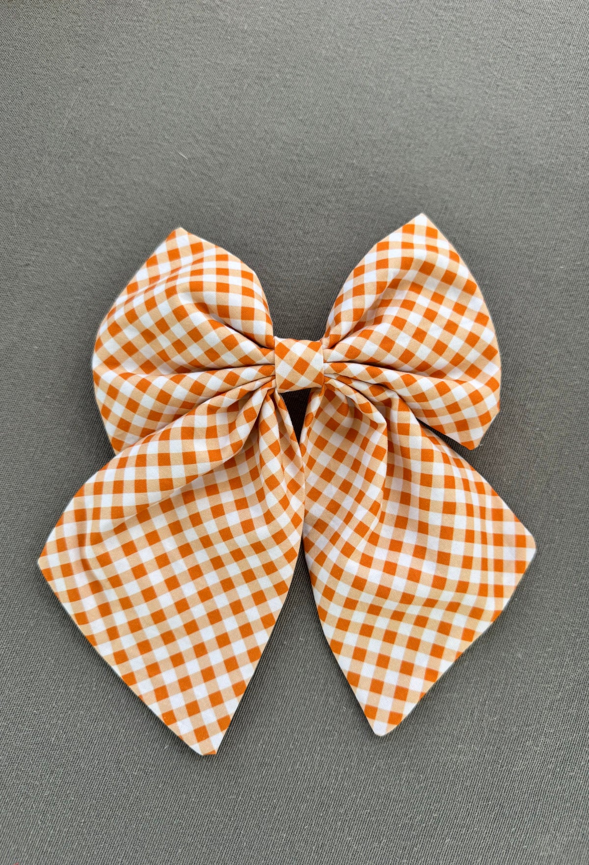 Orange and White Check Bow