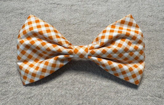Orange and White Check Bow￼