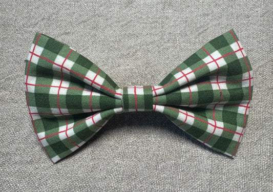 Green, White & Red Checked Bow Tie
