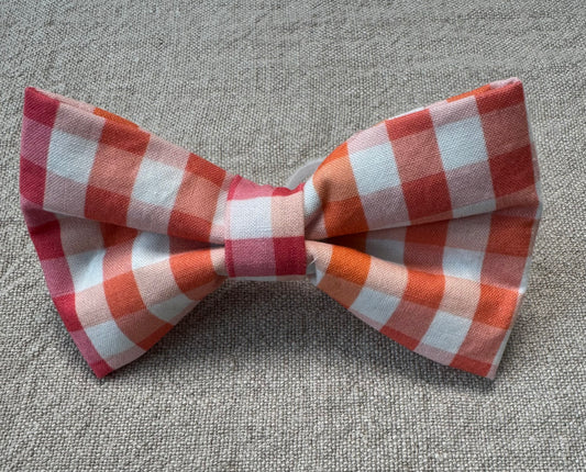 Coral Check Bow Tie